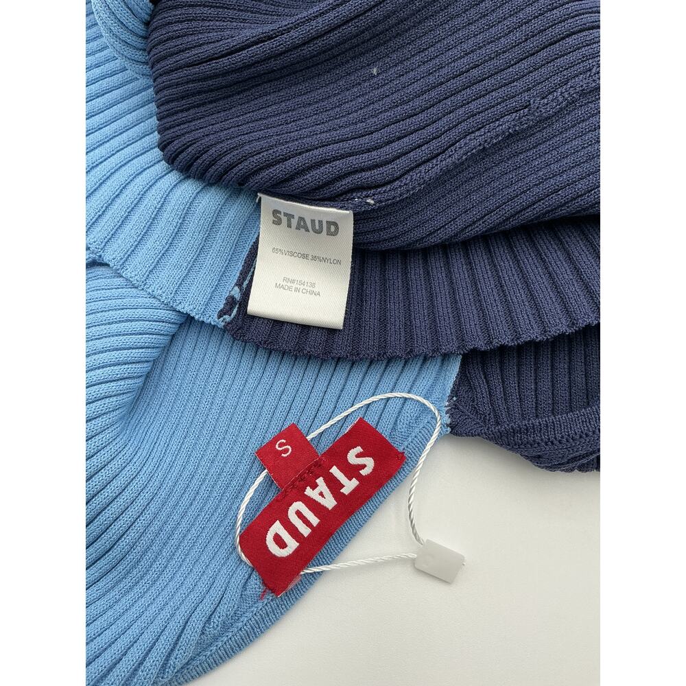 Staud ‘Dana Dress’ Navy & Sky Cotton Blend Mini Dress Size S - Picture 4 of 4